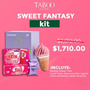 Kit Sweet Fantasy - Satisfryer Sweet Treat, Rejuvenecedor vaginal Liquid Virgin, Crema afrodisiaca libido femenino